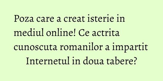 Poza care a creat isterie in mediul online! Ce actrita cunoscuta romanilor a impartit Internetul in doua tabere?
