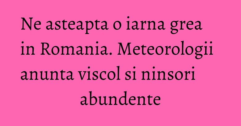 Ne asteapta o iarna grea in Romania. Meteorologii anunta viscol si ninsori abundente