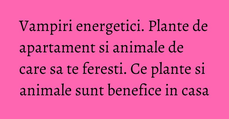 Vampiri energetici. Plante de apartament si animale de care sa te feresti. Ce plante si animale sunt benefice in casa Vampiri energetici. Plante de apartament si animale de care sa te feresti. Ce plante si animale sunt benefice in casa