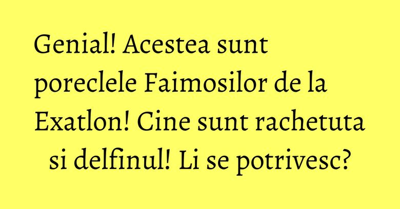Genial! Acestea sunt poreclele Faimosilor de la Exatlon! Cine sunt rachetuta si delfinul! Li se potrivesc?