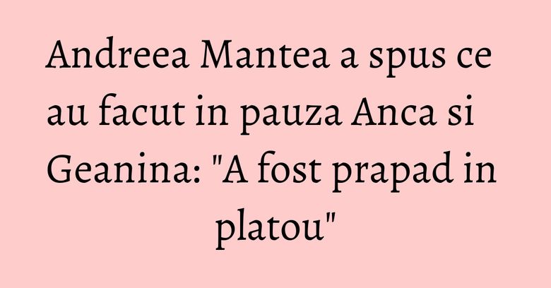 Andreea Mantea a spus ce au facut in pauza Anca si Geanina: "A fost prapad in platou" Andreea Mantea a spus ce au facut in pauza Anca si Geanina: "A fost prapad in platou"
