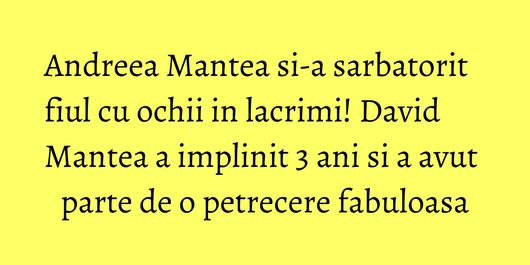 Andreea Mantea si-a sarbatorit fiul cu ochii in lacrimi! David Mantea a implinit 3 ani si a avut parte de o petrecere fabuloasa