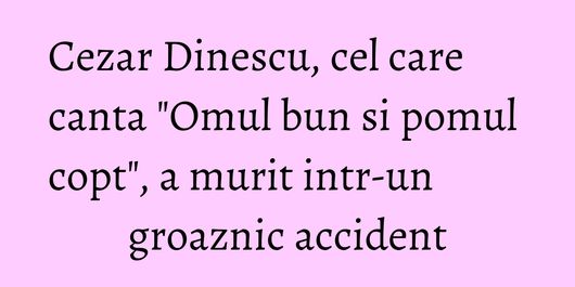 Cezar Dinescu, cel care canta 