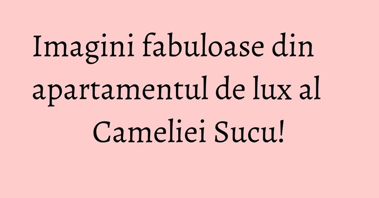 Imagini fabuloase din apartamentul de lux al Cameliei Sucu! Imagini fabuloase din apartamentul de lux al Cameliei Sucu!