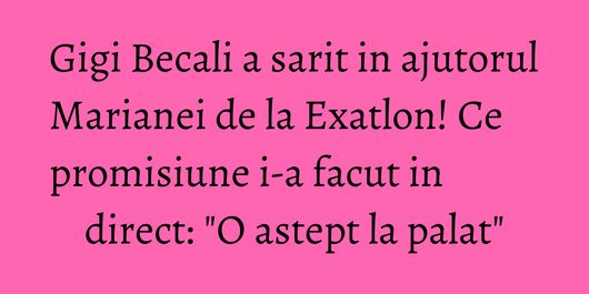 Gigi Becali a sarit in ajutorul Marianei de la Exatlon! Ce promisiune i-a facut in direct: 