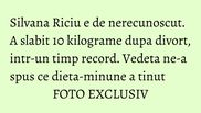 Silvana va incepe cateva tratamente de slabit si tonifiere la o clinica estetica unde manager este medicul Andrei Gregorian