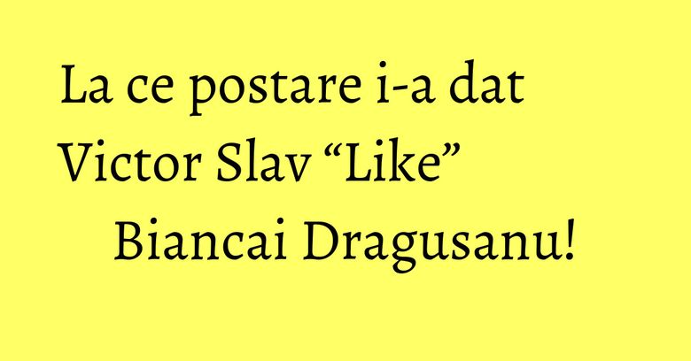 La ce postare i-a dat Victor Slav “Like” Biancai Dragusanu! La ce postare i-a dat Victor Slav “Like” Biancai Dragusanu!