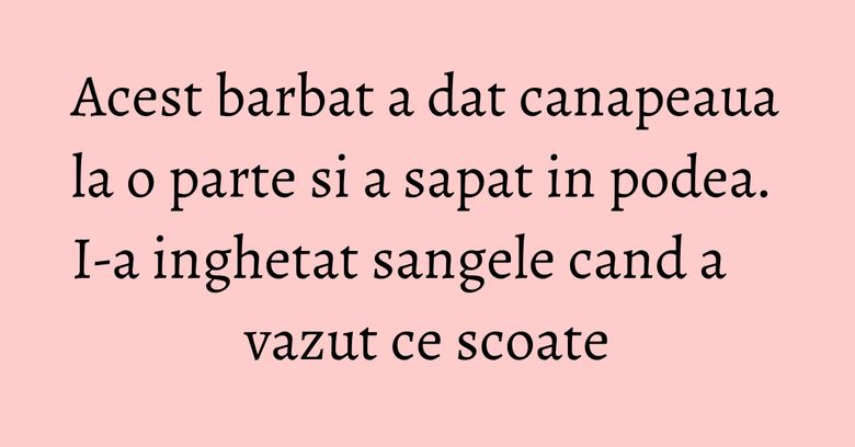 Acest barbat a dat canapeaua la o parte si a sapat in podea. I-a inghetat sangele cand a vazut ce scoate Acest barbat a dat canapeaua la o parte si a sapat in podea. I-a inghetat sangele cand a vazut ce scoate