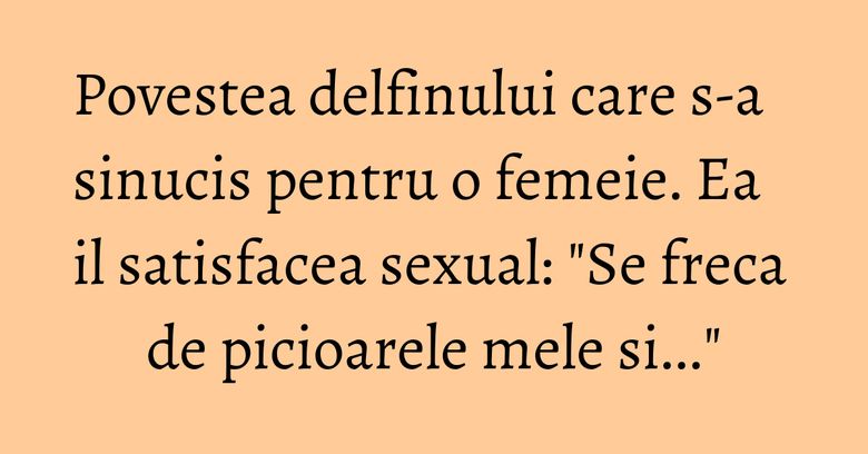 Povestea delfinului care s-a sinucis pentru o femeie. Ea il satisfacea sexual: "Se freca de picioarele mele si..." Povestea delfinului care s-a sinucis pentru o femeie. Ea il satisfacea sexual: "Se freca de picioarele mele si..."