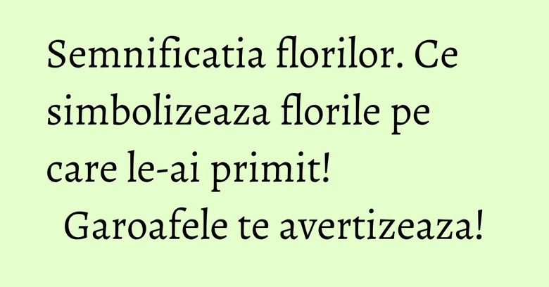 Semnificatia florilor. Ce simbolizeaza florile pe care le-ai primit! Garoafele te avertizeaza!