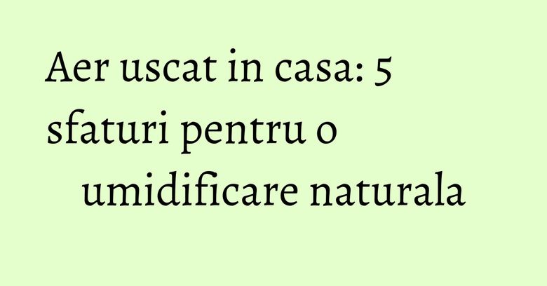 Aer uscat in casa: 5 sfaturi pentru o umidificare naturala