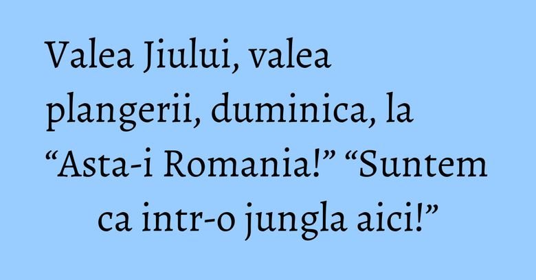 Valea Jiului, valea plangerii, duminica, la “Asta-i Romania!” “Suntem ca intr-o jungla aici!”