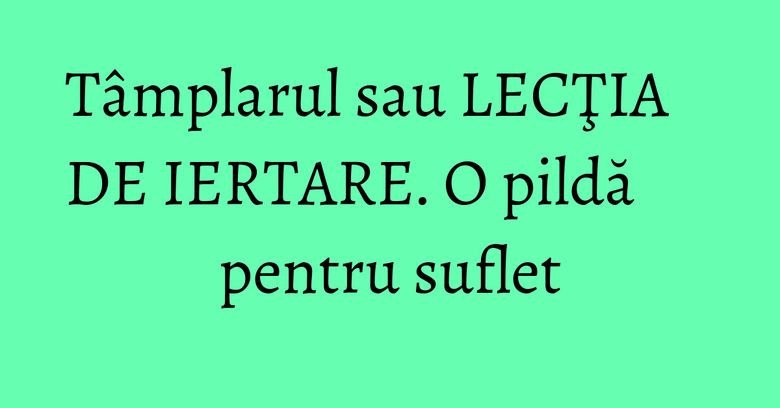 Tâmplarul sau LECŢIA DE IERTARE. O pildă pentru suflet