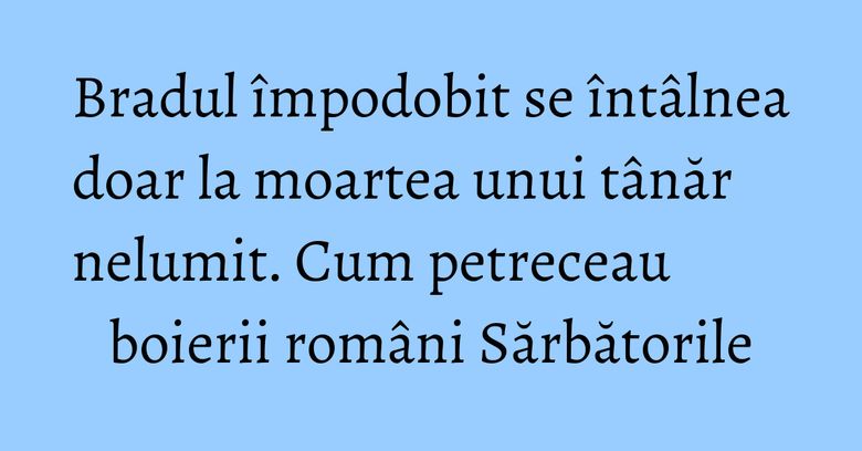 Bradul împodobit se întâlnea doar la moartea unui tânăr nelumit. Cum petreceau boierii români Sărbătorile Bradul împodobit se întâlnea doar la moartea unui tânăr nelumit. Cum petreceau boierii români Sărbătorile