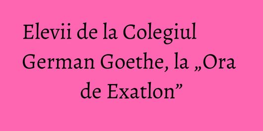 Elevii de la Colegiul German Goethe, la „Ora de Exatlon”