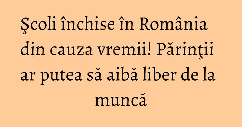 Şcoli închise în România din cauza vremii! Părinţii ar putea să aibă liber de la muncă
