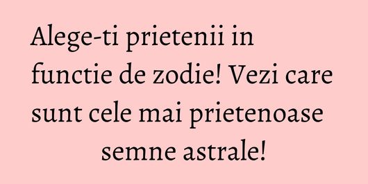 Alege-ti prietenii in functie de zodie! Vezi care sunt cele mai prietenoase semne astrale!