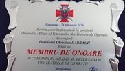 Christian Sabbagh a devenit „Membru de Onoare” al Ordinului Militar al Veteranilor din Teatrele de Operatii