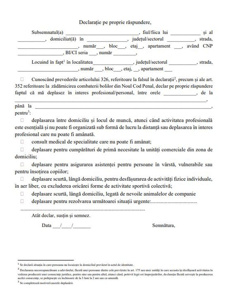 Declarație propria răspundere. Cum trebuie să arate și de unde o poți descărca. Modelul oficial