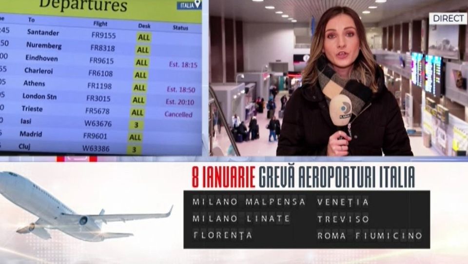 greva italia, angajati aeroport, greva italia ianuarie, avertisment MAE 
