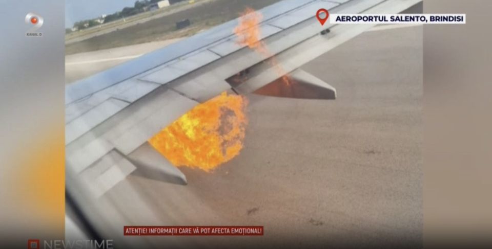 Un avion plin cu pasageri, &icirc;n flăcări pe aeroport