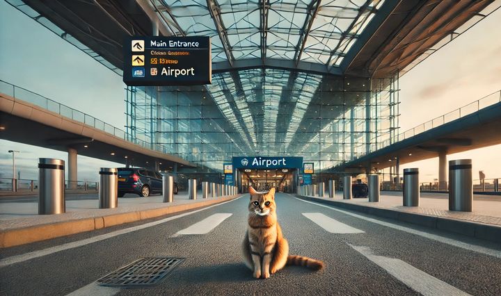 pisica, disparitie, aeroport