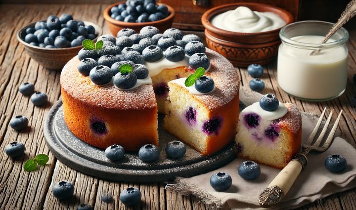 prajitura. afine, iaurt