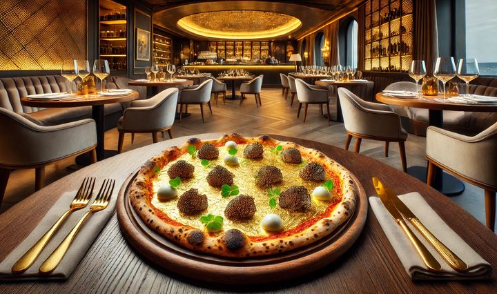 pizza, foita de aur, preparat inedit