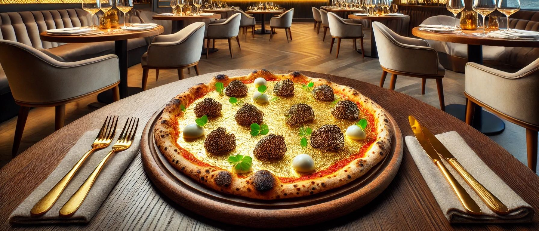 pizza, foita de aur, preparat inedit