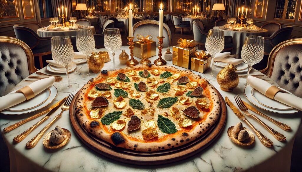 pizza, foita de aur, preparat inedit