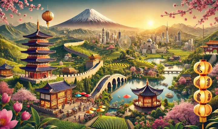 geografie, test, asia