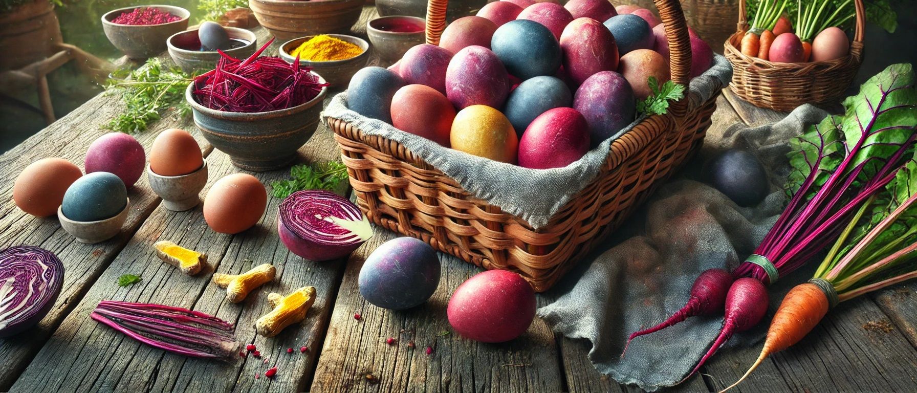 Ouă vopsite natural