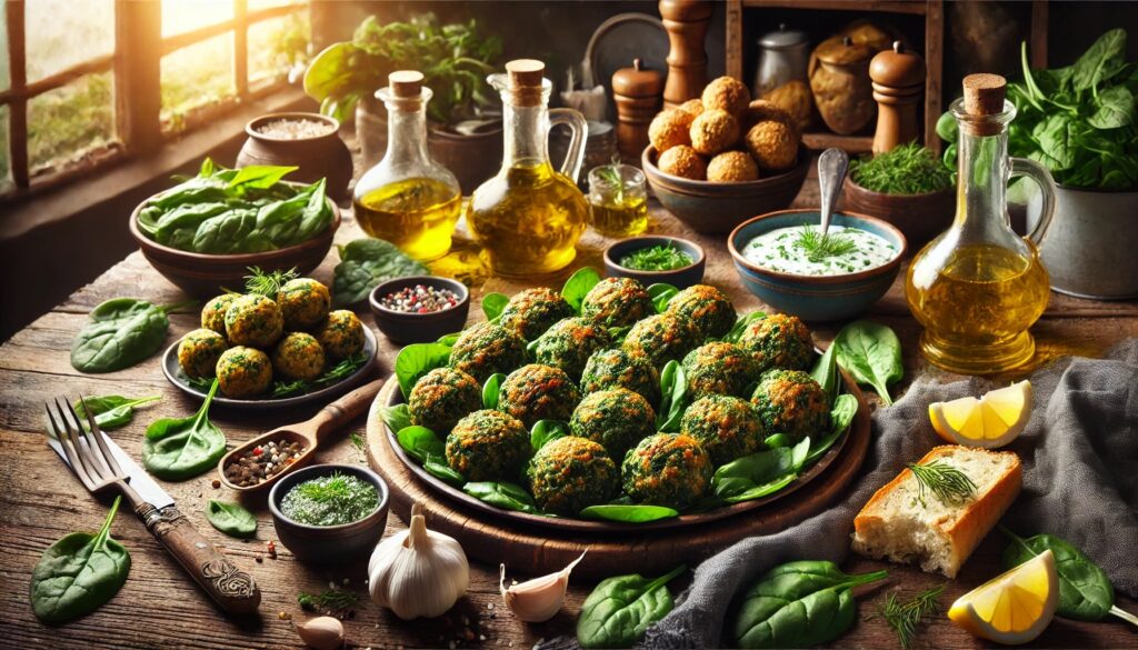 chiftele, spanac, reteta