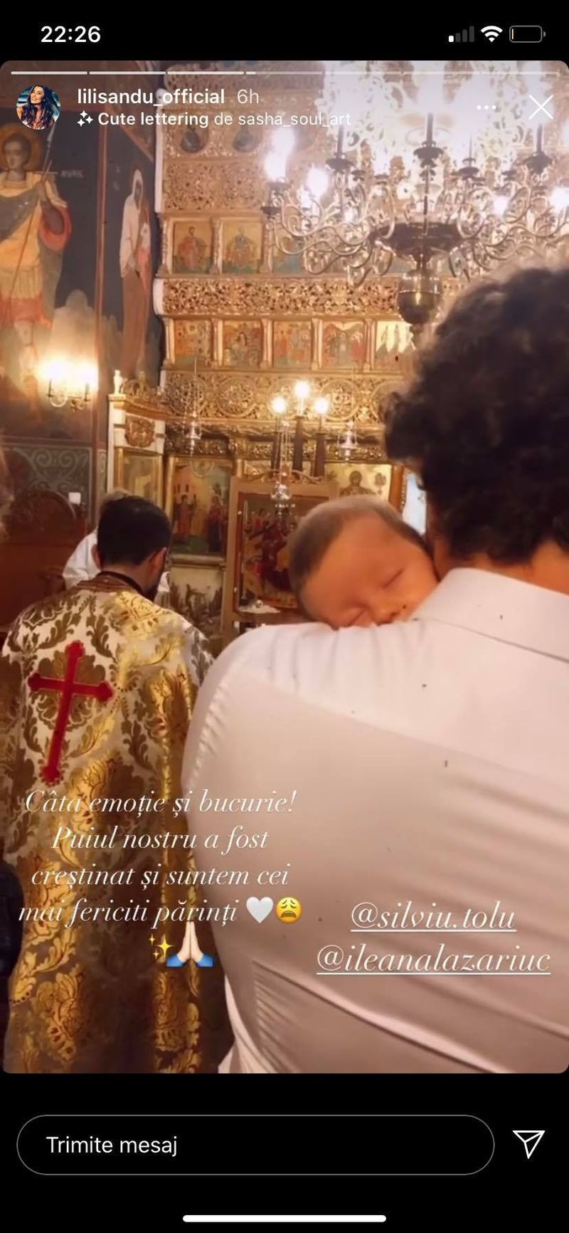 Lili Sandu și-a botezat băiețelul