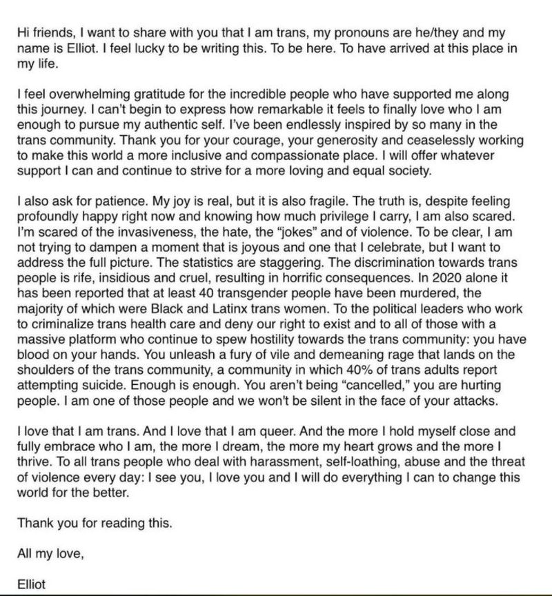 Ellen Page a anunțat că este trans