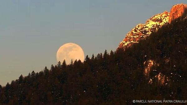 Imagini spectaculoase cu momentul &icirc;n care răsare luna &icirc;n munții Piatra Craiului