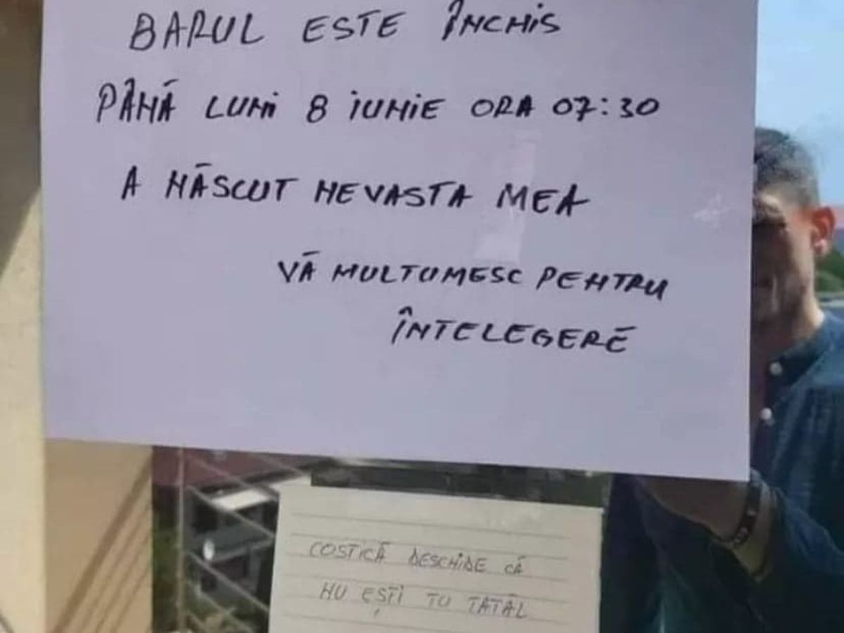 „Barul este închis până luni”- biletul pe care l-a pus un vânzător pe ușa magazinului