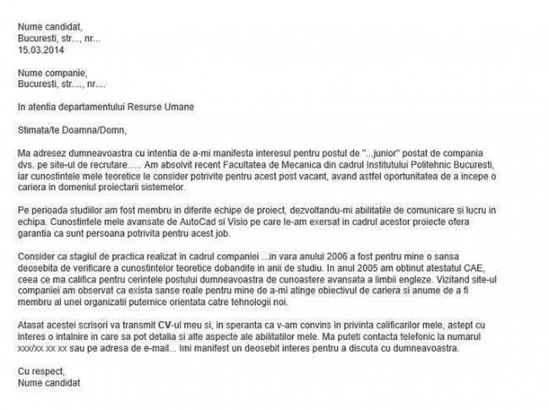 Model de scrisoare de intenție. Cum să o scrii perfect