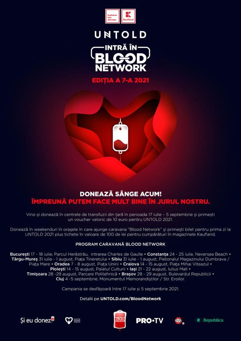 Bilete gratuite la UNTOLD pentru cei care donează sânge! Caravana Blood Network ajunge în 11 orașe