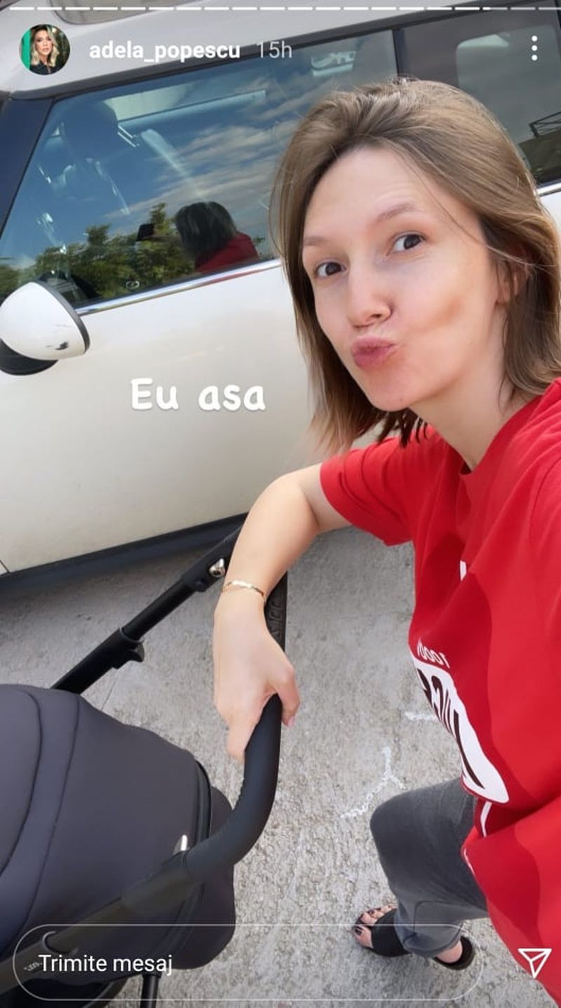 Adela Popescu, prima plimbare alături de cel de-al treilea copil! Actrița a împărtășit primele impresii: