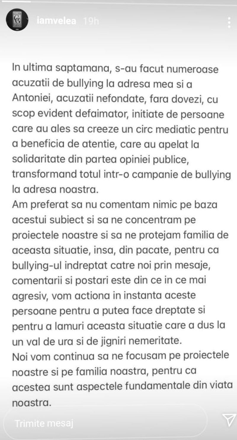 Alex Velea, primele declarații după ce a fost acuzat că ar fi umilit o tânără din București