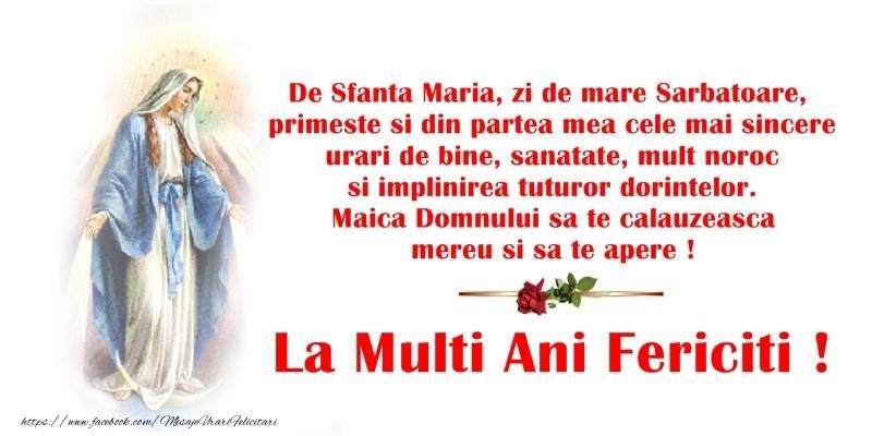 Cele mai frumoase mesaje de la mulți ani de Sfânta Maria. Felicitări virtuale în imagini. FOTO