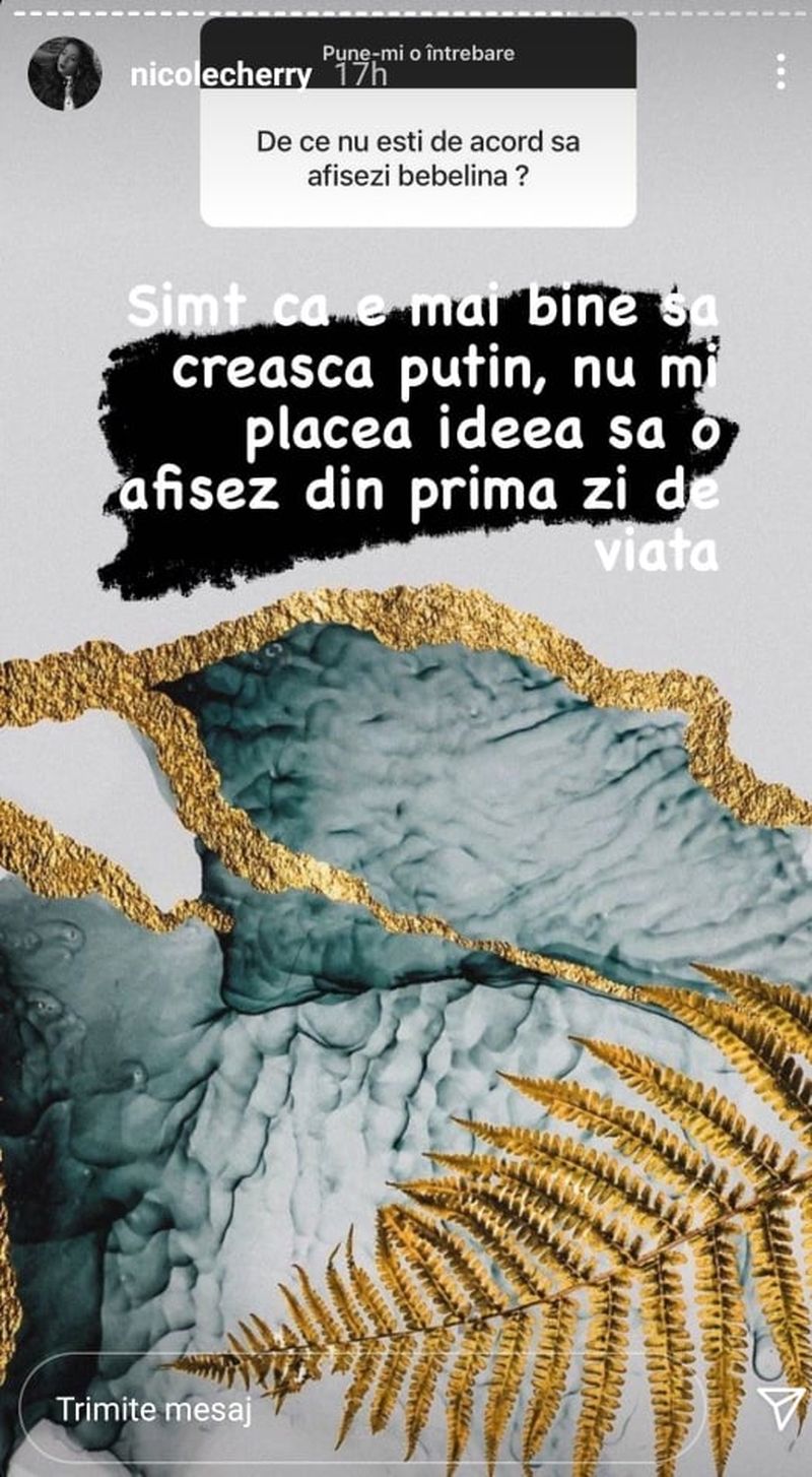 Nicole Cherry, motivul pentru care nu își va afișa fetița pe rețelele sociale