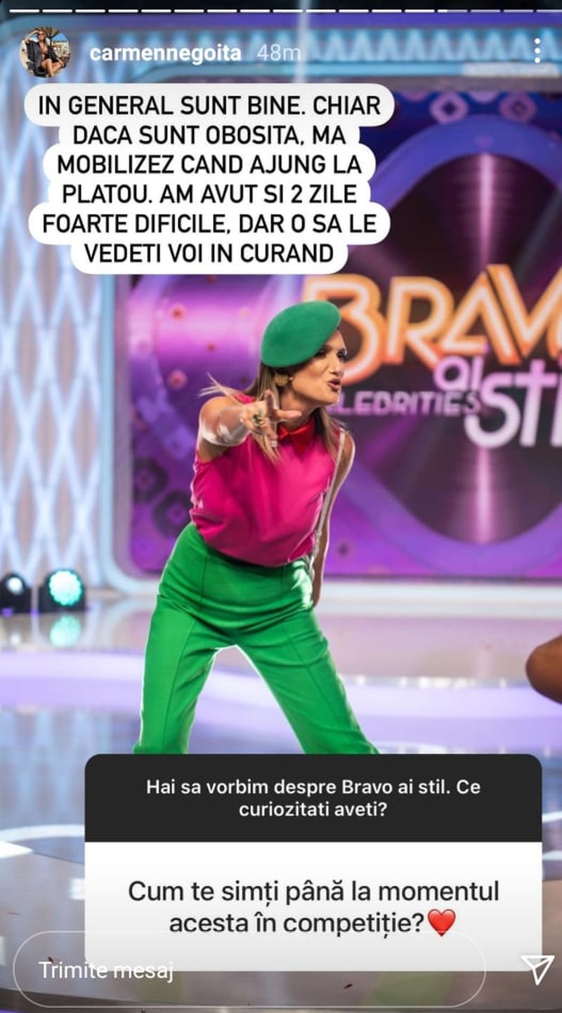 Cum se simte Carmen Negoiță în competiția ”Bravo, ai stil! Celebrities
