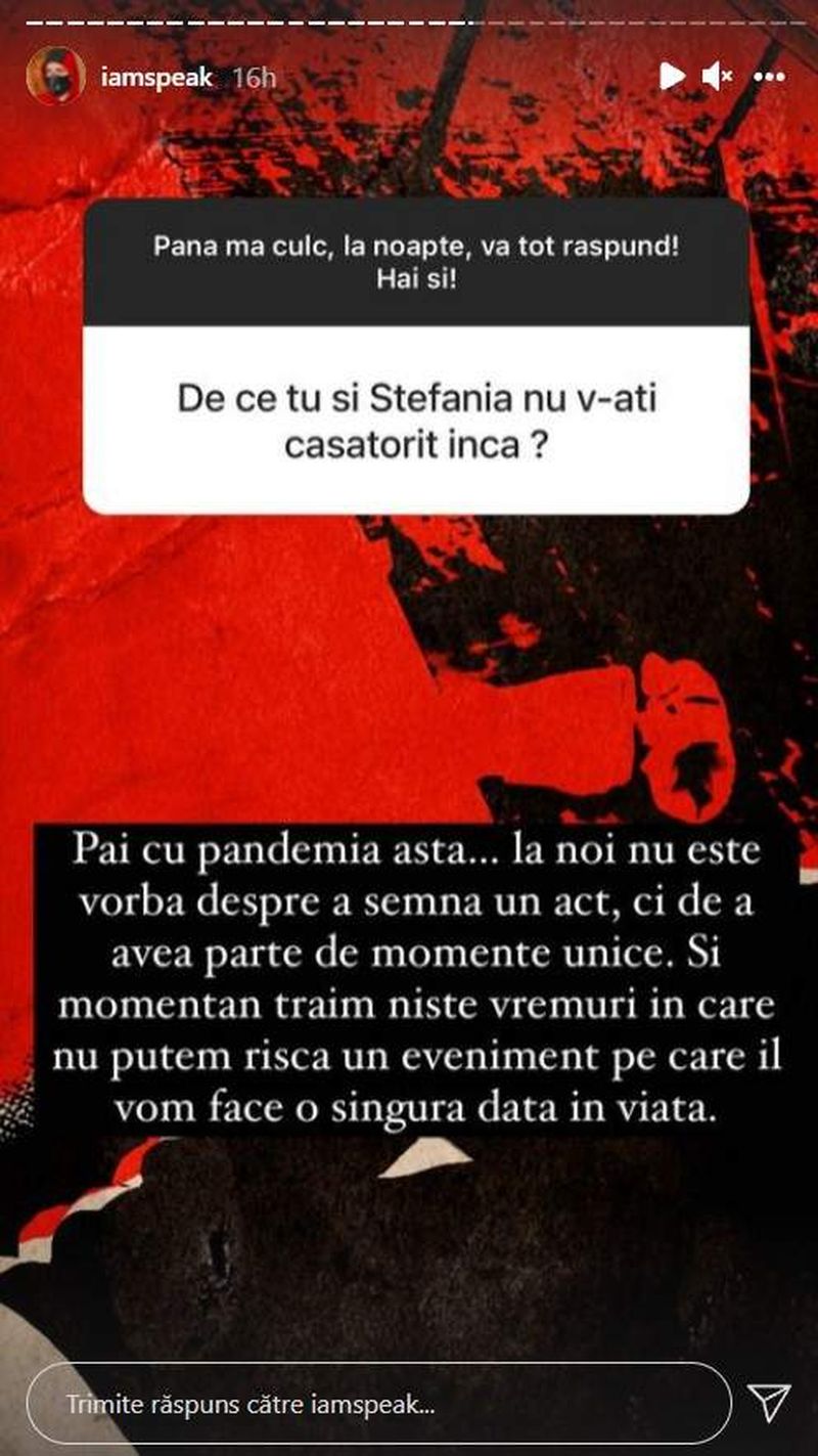 Motivul pentru care Speak și Ștefania nu se căsătoresc
