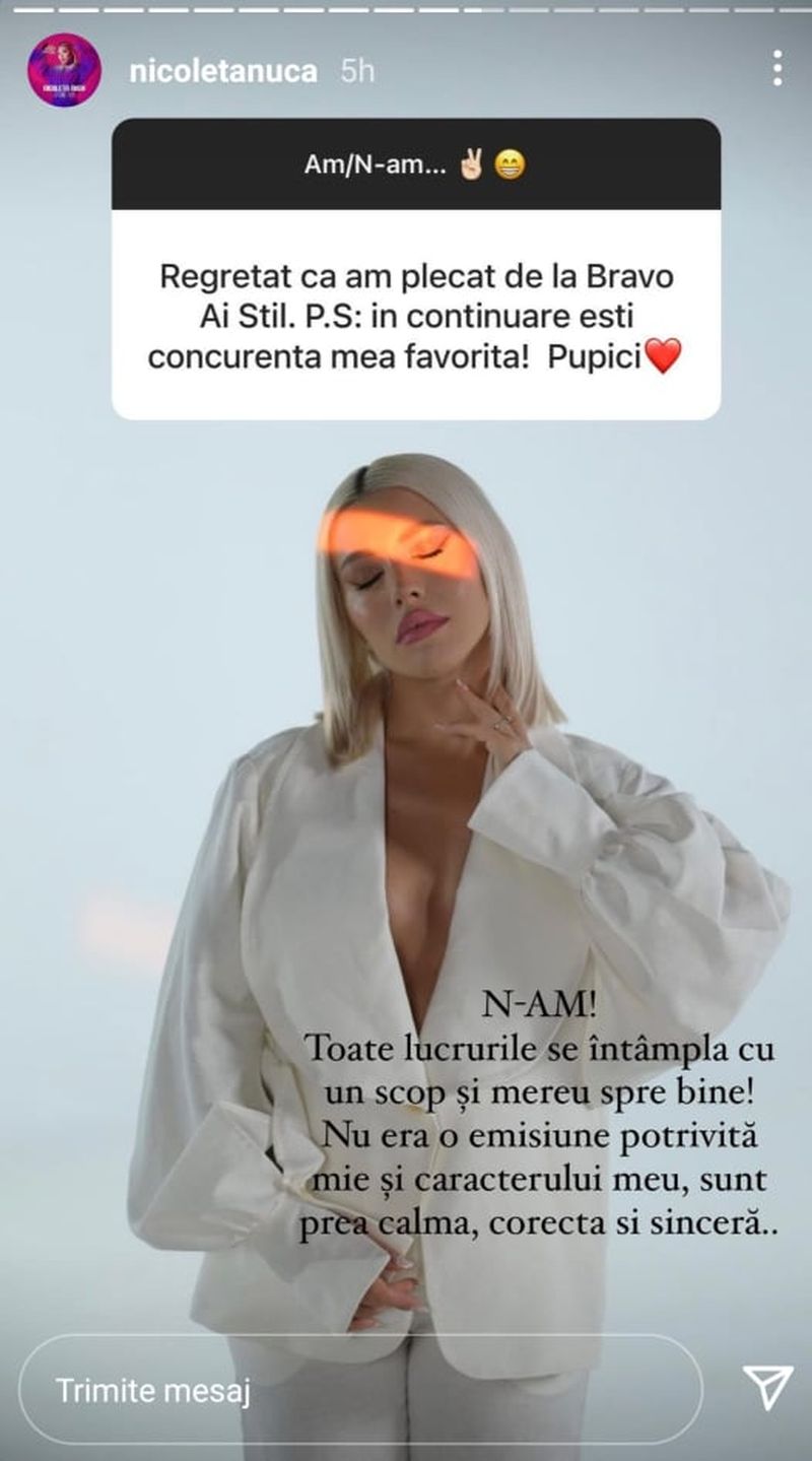 Nicoleta Nucă, noi declarații despre participarea sa la ”Bravo, ai stil! Celebrities”