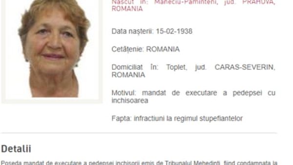 Dimineața Nebună. O bunicuță de 83 de ani, cel mai vârstnic urmărit general din România! Femeia este căutată de poliție de trei ani pentru trafic de droguri