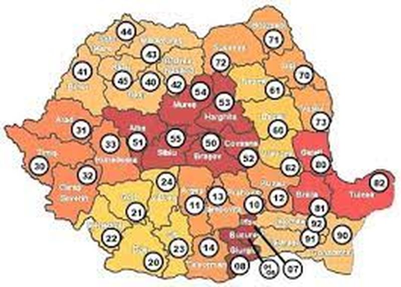  Harta codurilor poştale din România