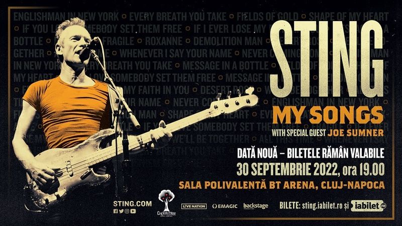 Concertul Sting de la Cluj-Napoca, reprogramat pentru data de 30 septembrie 2022