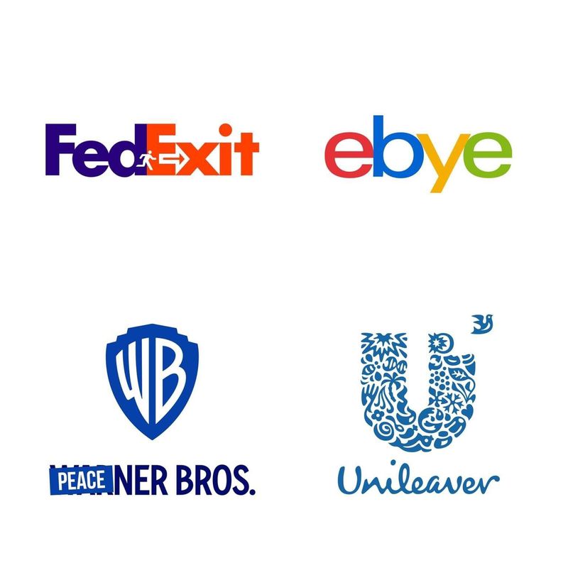 Václav Kudělka a modificat logo-urile companiilor care părăsesc Rusia. Amazon s-a transformat în „Amazaoff”, iar Addidas în „Adios”. Ce alte modificări mai sunt